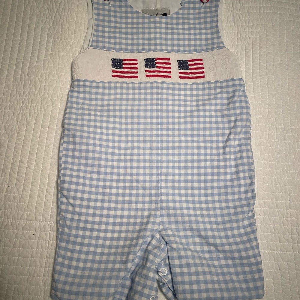 Patriotic Gingham Baby Romper by Dressie Jessie